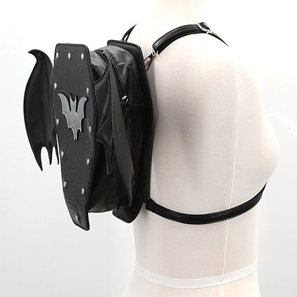 Bat Winged Coffin Backpack Shoulder Crossbody Bag In Vinyl | Cute Dark Gothic