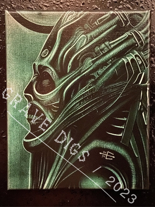 Bishop Original Glow In The Dark Canvas Wall Art | Handmade | Gothic Skull Home Decor