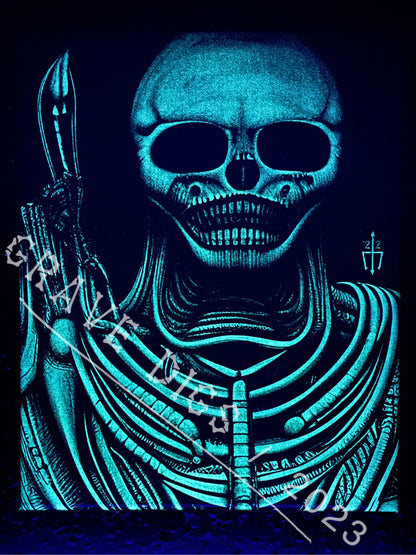 Afterlife Judge Original Glow In The Dark Canvas Wall Art | Handmade | Gothic Skull Home Decor