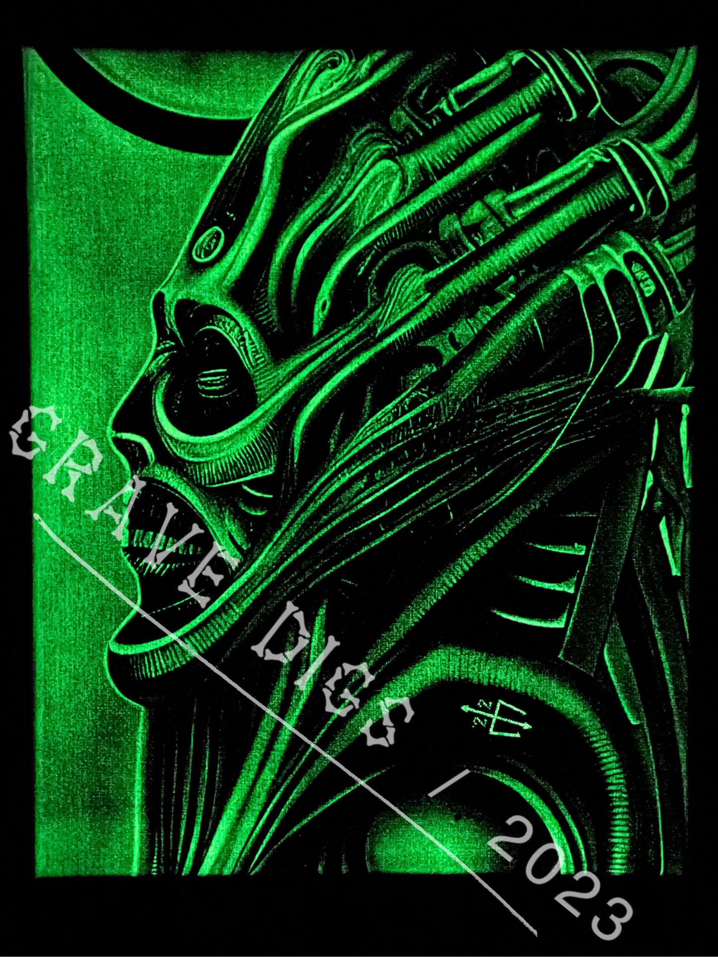 Bishop Original Glow In The Dark Canvas Wall Art | Handmade | Gothic Skull Home Decor