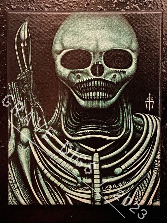 Afterlife Judge Original Glow In The Dark Canvas Wall Art | Handmade | Gothic Skull Home Decor