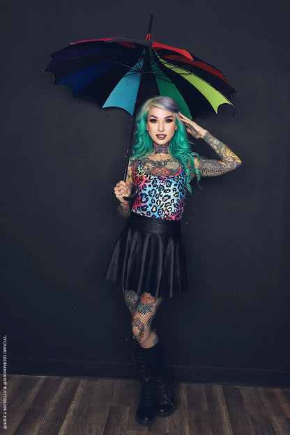 Batwing Pagoda Umbrella Goth Rainbow