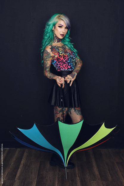 Batwing Pagoda Umbrella Goth Rainbow