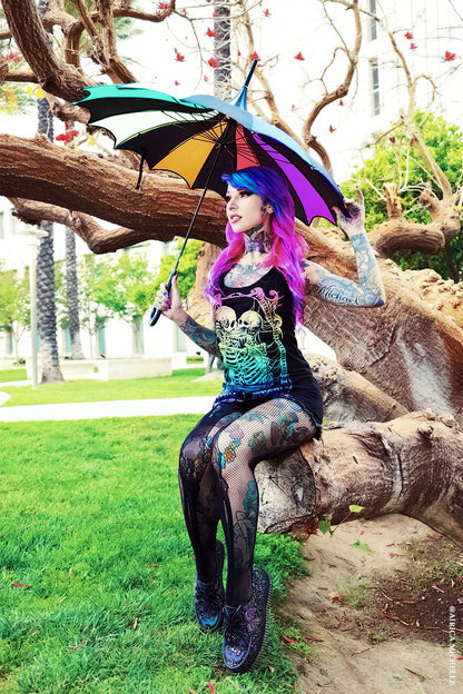 Batwing Pagoda Umbrella Goth Rainbow