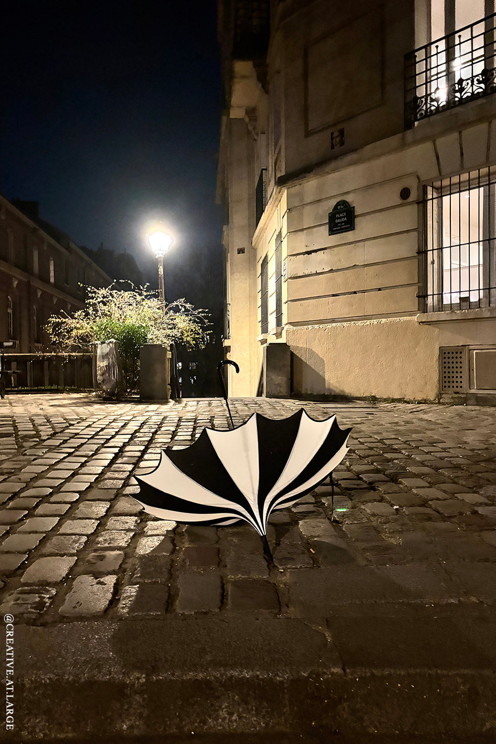 Batwing Pagoda Umbrella BLACK and WHITE STRIPED