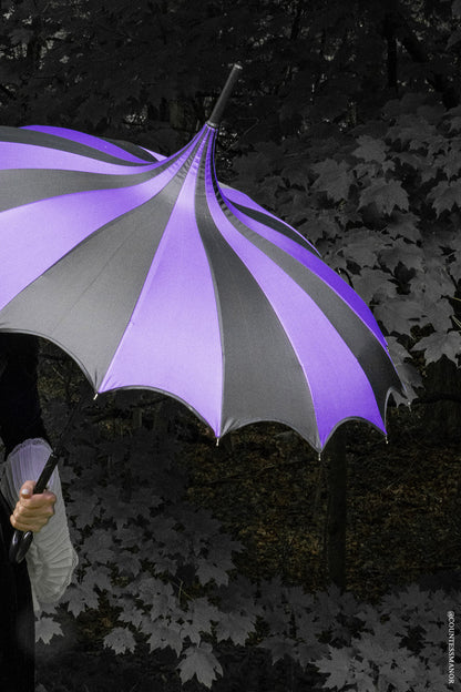 Batwing Pagoda Umbrella BLACK and DARK PURPLE