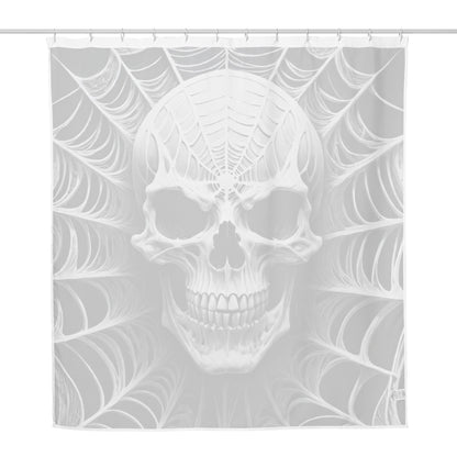 Spider Web Skull Shower curtain