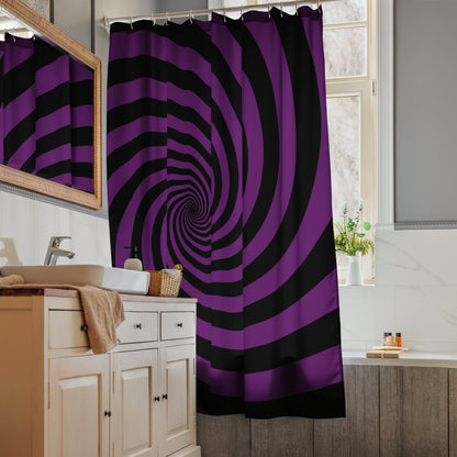 Black and Purple Spiral Shower Curtain