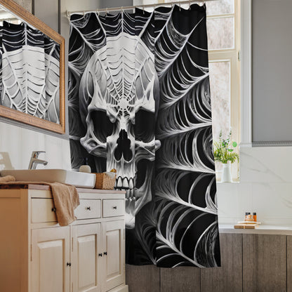 Spider Web Skull Shower curtain
