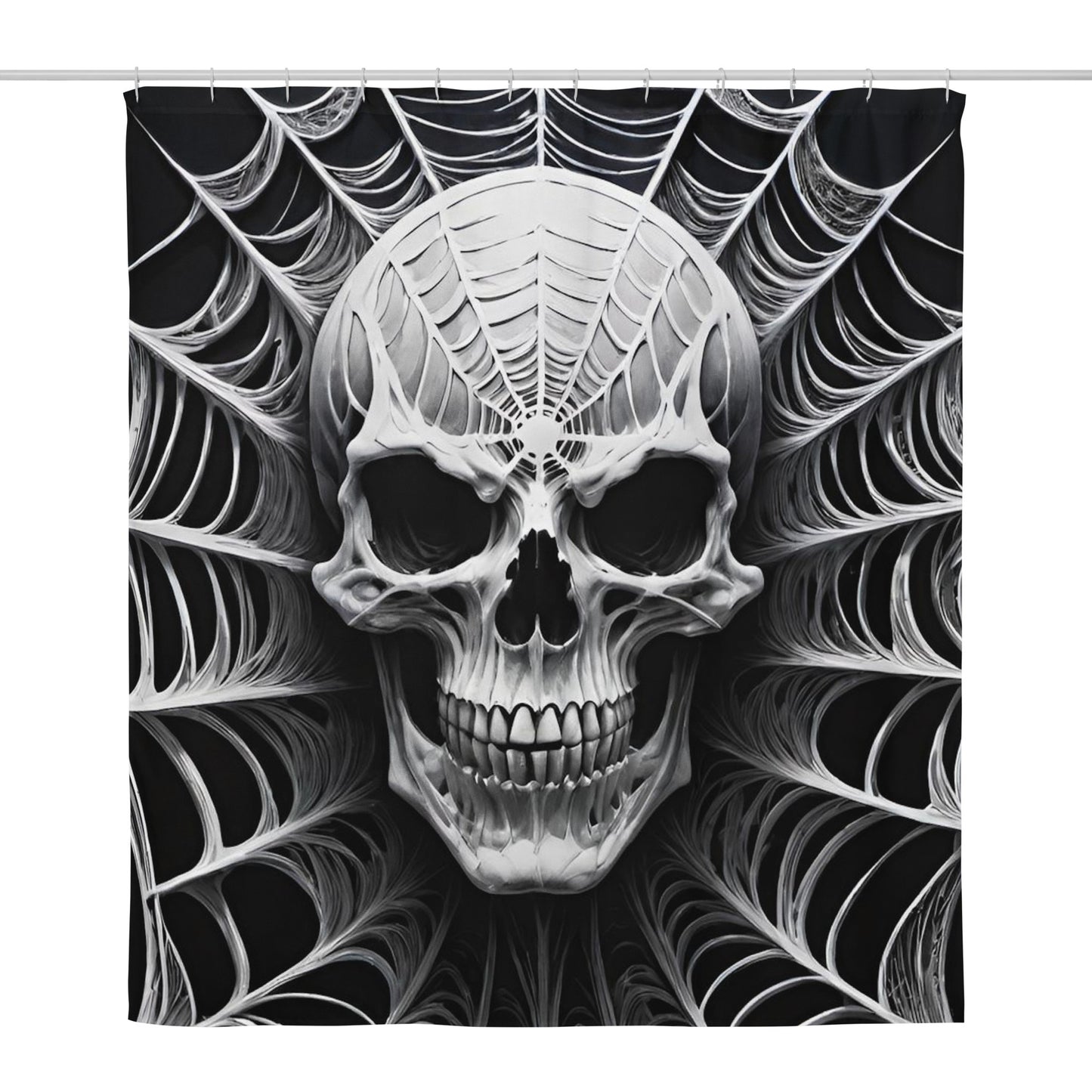 Spider Web Skull Shower curtain