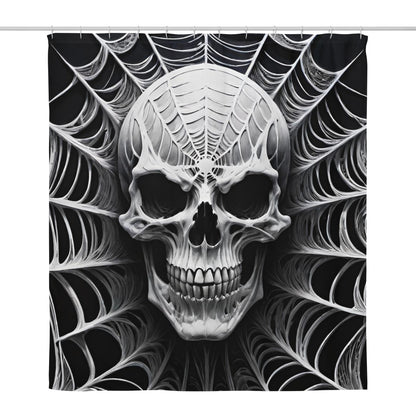 Spider Web Skull Shower curtain