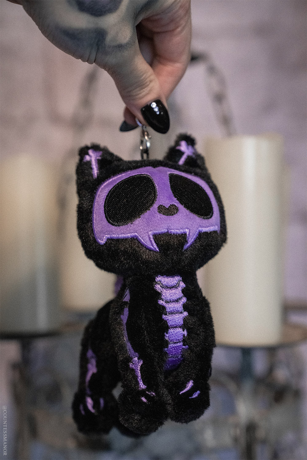 Ultra Violet Skelekitty Plush Keychain