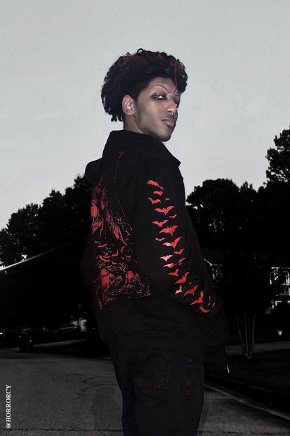 Nosferatu Hoodie w/ Red Bat Sleeves
