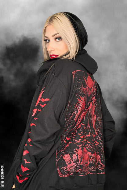 Nosferatu Hoodie w/ Red Bat Sleeves
