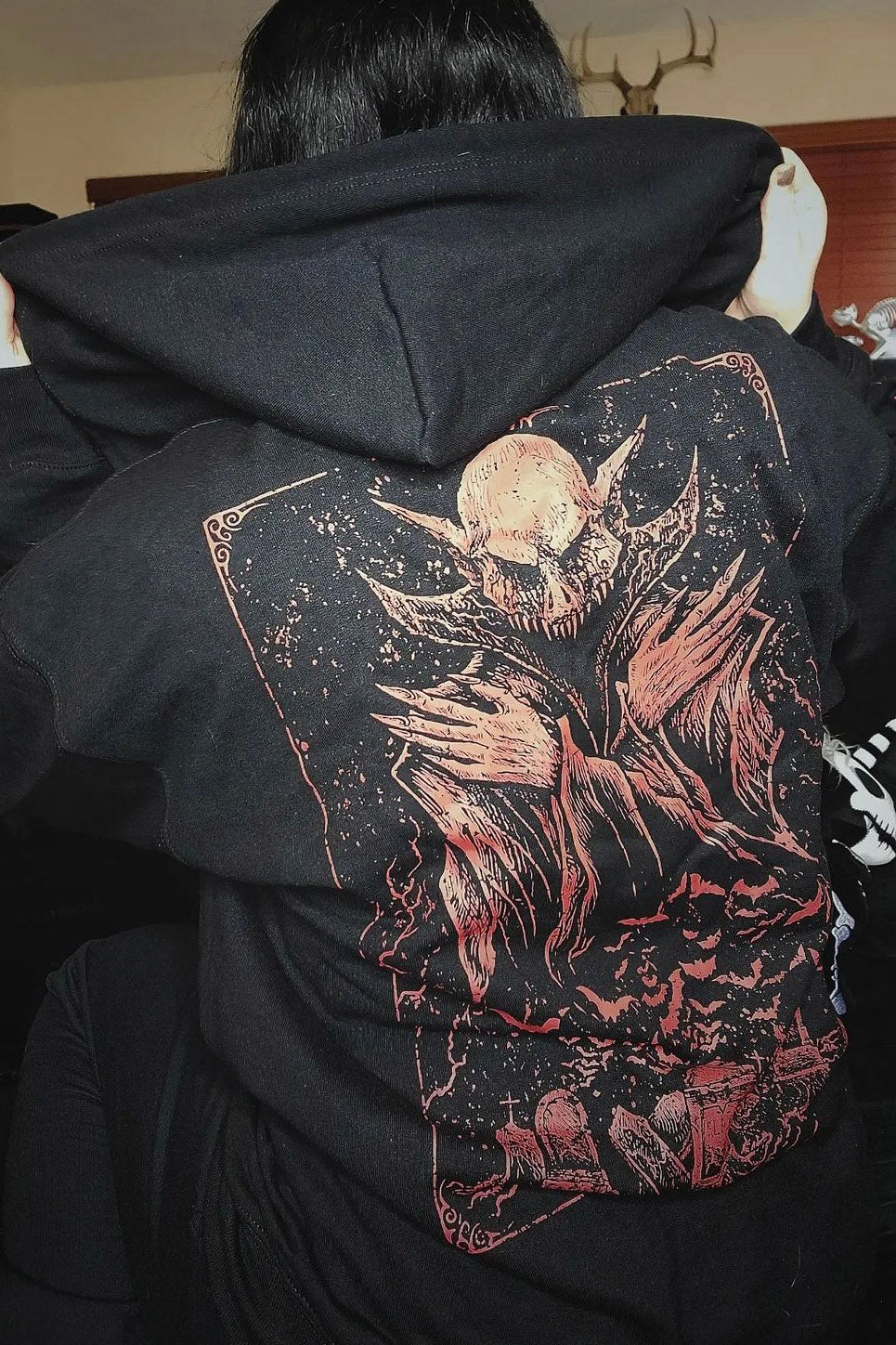 Nosferatu Hoodie w/ Red Bat Sleeves