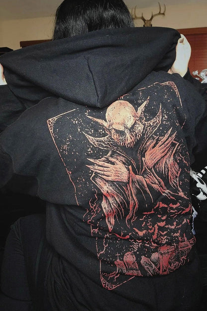 Nosferatu Hoodie w/ Red Bat Sleeves